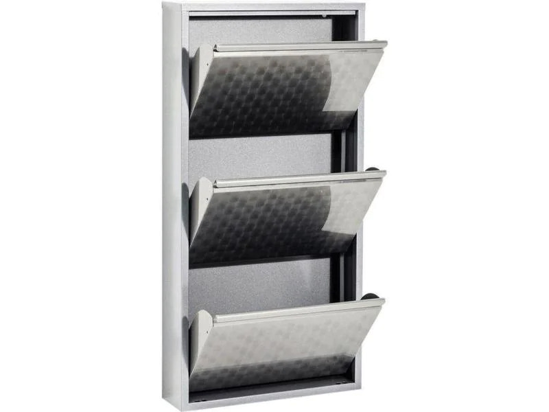 Kare Schuhschrank  Caruso Stahl, Silber