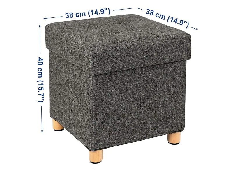 Songmics Hocker mit Aufbewahrung, 38 x 40 cm, Dunkelgrau
