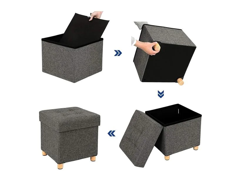 Songmics Hocker mit Aufbewahrung, 38 x 40 cm, Dunkelgrau