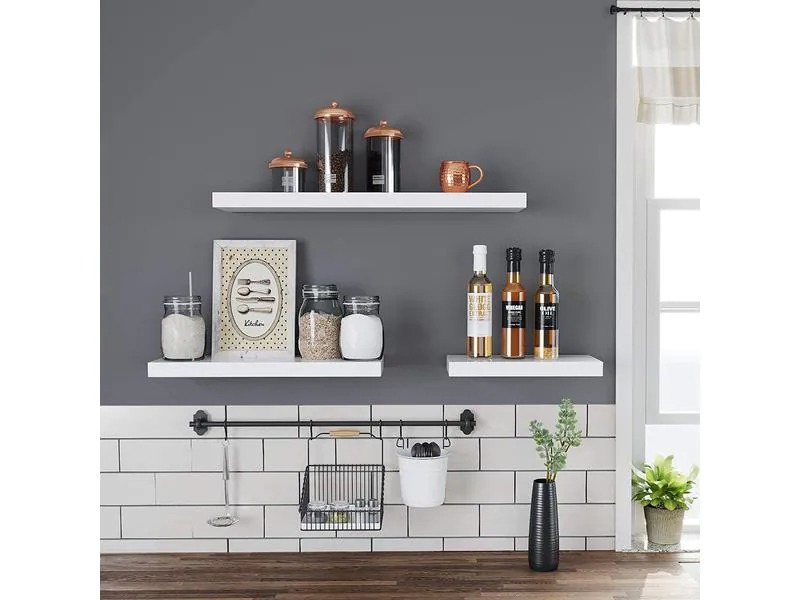 Songmics Wandregal 60 x 20 cm Holz, Weiss