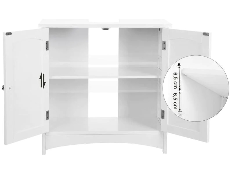 VASAGLE Badezimmerregal mit Doppeltür aus MDF, Weiss