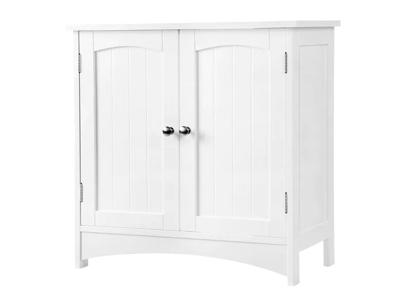 VASAGLE Badezimmerregal mit Doppeltür aus MDF, Weiss