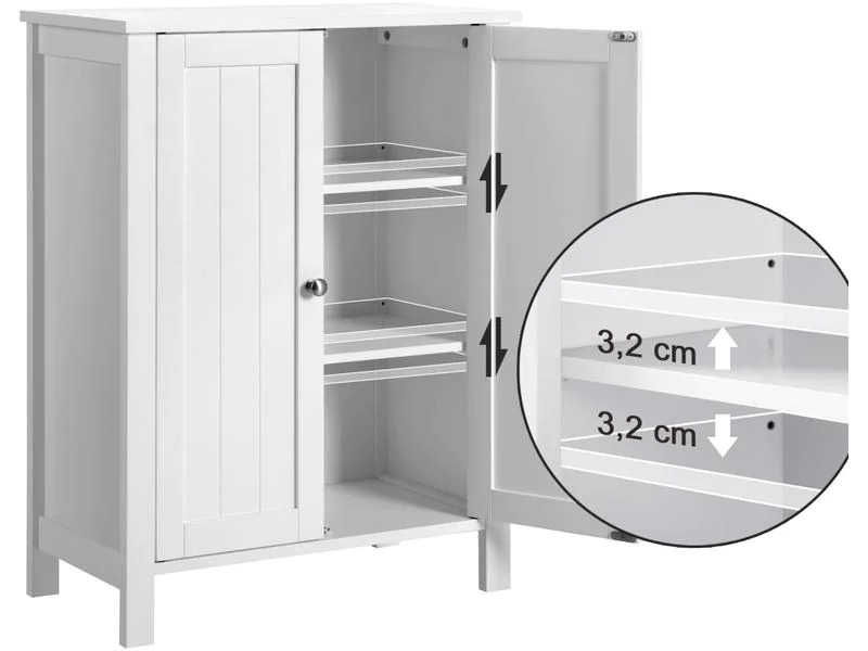 VASAGLE Badezimmerregal mit Doppeltür aus MDF, Weiss