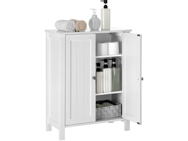 VASAGLE Badezimmerregal mit Doppeltür aus MDF, Weiss