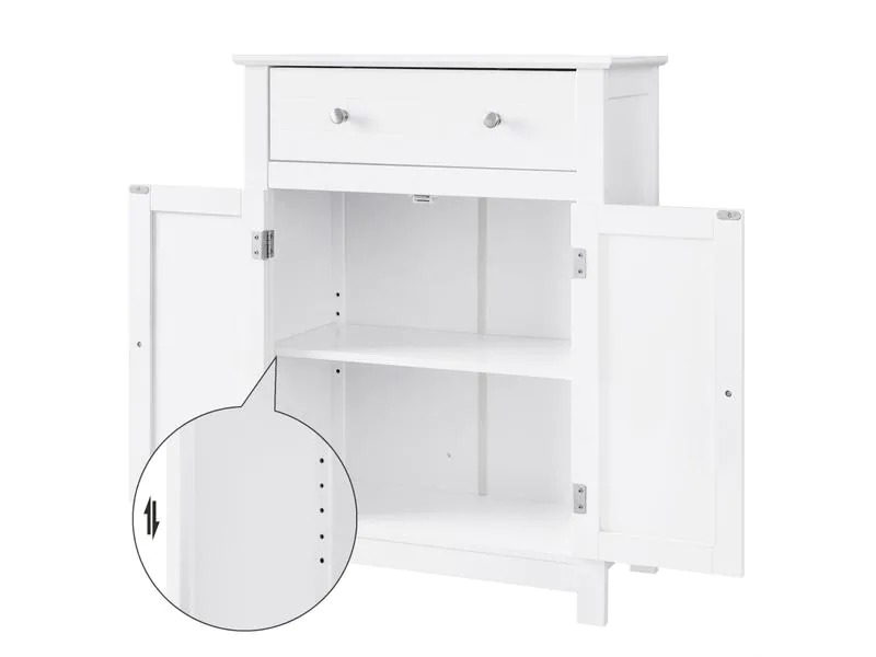 VASAGLE Badezimmerregal mit Schublade aus MDF, Weiss