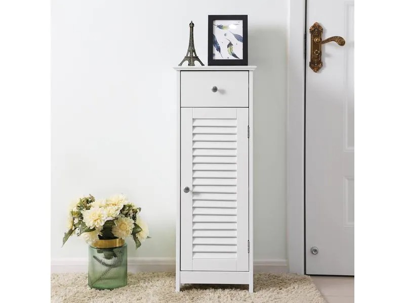 VASAGLE Badezimmerregal mit Tür aus MDF, Weiss