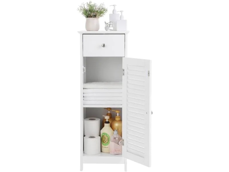 VASAGLE Badezimmerregal mit Tür aus MDF, Weiss