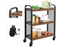 VASAGLE Bartrolley mit Rollen, Metall / Holz, Schwarz