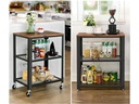 VASAGLE Bartrolley mit Rollen, Metall / Holz, Schwarz