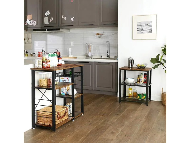 VASAGLE Bartrolley mit Rollen, Metall / Holz, Schwarz