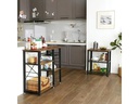 VASAGLE Bartrolley mit Rollen, Metall / Holz, Schwarz