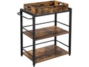 VASAGLE Bartrolley mit Tablett Metall / Holz, Schwarz