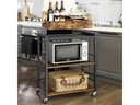VASAGLE Bartrolley mit Tablett Metall / Holz, Schwarz