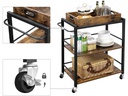 VASAGLE Bartrolley mit Tablett Metall / Holz, Schwarz