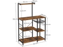 VASAGLE Küchenregal Dunkelbraun, 90 x 132 cm, Holz/Metall