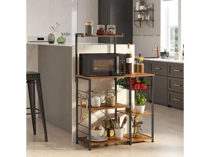 VASAGLE Küchenregal Dunkelbraun, 90 x 132 cm, Holz/Metall