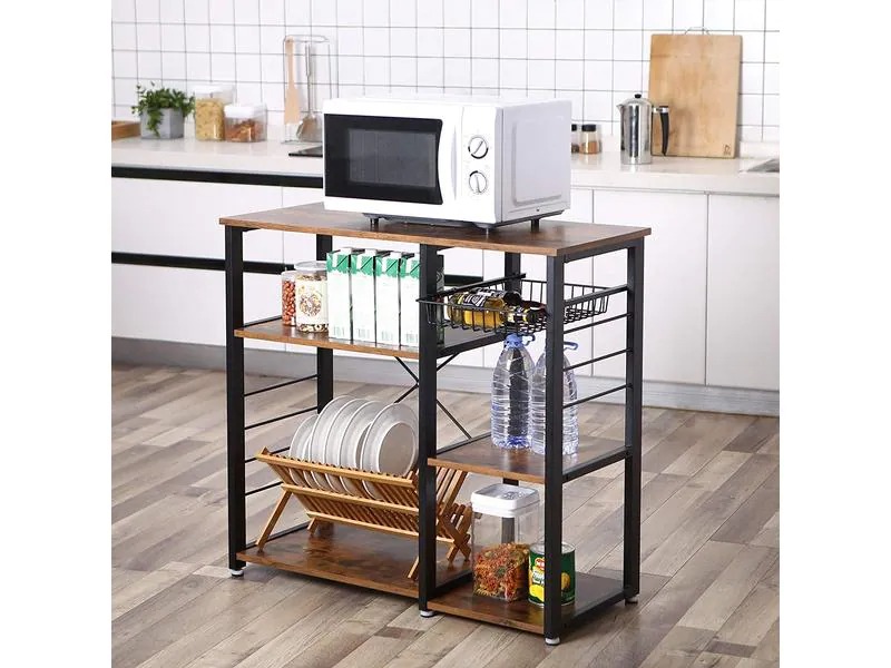 VASAGLE Küchenregal Dunkelbraun, 90 x 84 cm, Holz/Metall
