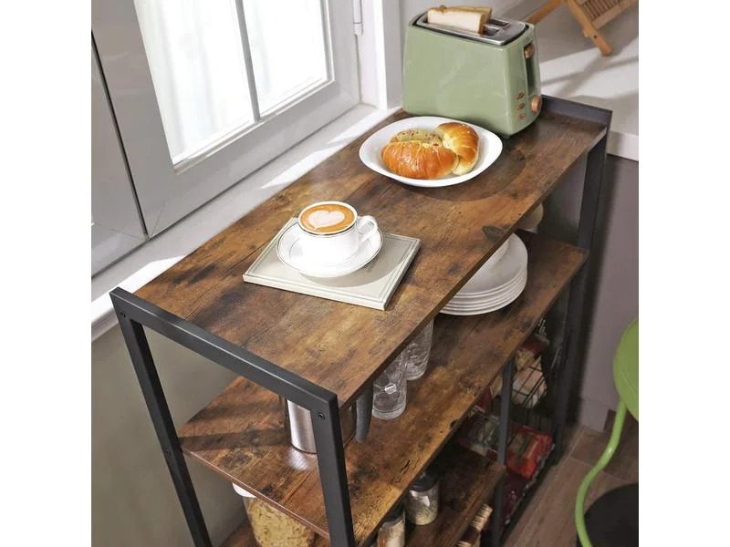 VASAGLE Küchenregal Dunkelbraun, 95 x 80 cm, Holz/Metall