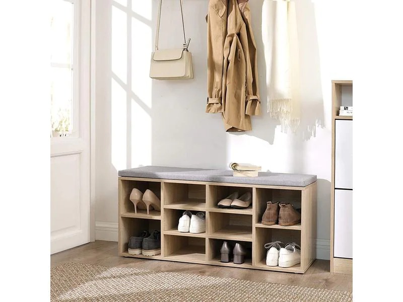 VASAGLE Schuhregal mit Polster, 104 x 48 cm, Nature