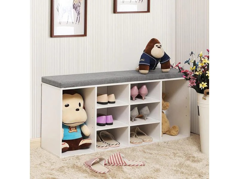 VASAGLE Schuhregal mit Polster, 104 x 48 cm, Weiss