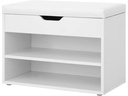 VASAGLE Schuhregal mit Polsterbank aus Spanplatte, Weiss matt