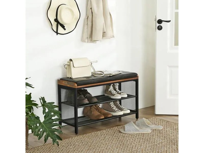 VASAGLE Schuhregal mit Sitzpolster 80 x 48 cm