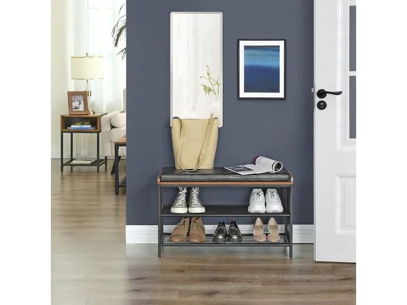 VASAGLE Schuhregal mit Sitzpolster 80 x 48 cm