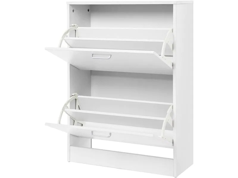 VASAGLE Schuhschrank  mit 2 Klappen aus Spanplatte, Weiss