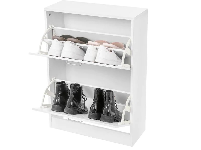 VASAGLE Schuhschrank  mit 2 Klappen aus Spanplatte, Weiss