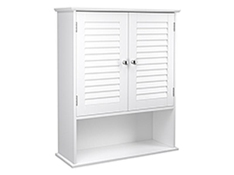 VASAGLE Wandregal mit Doppeltür aus MDF, Weiss