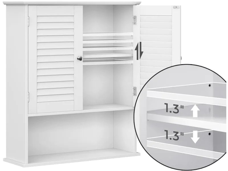 VASAGLE Wandregal mit Doppeltür aus MDF, Weiss