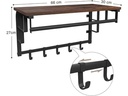 VASAGLE Wandregal mit Haken und Stange, Holz/Metall