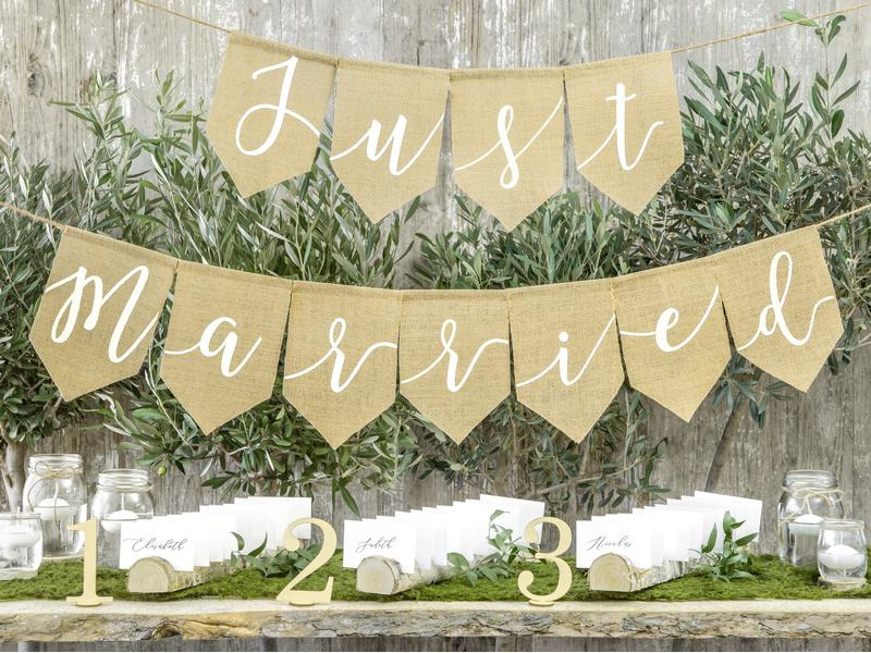 Partydeco Girlande Just Married Braun/Weiss