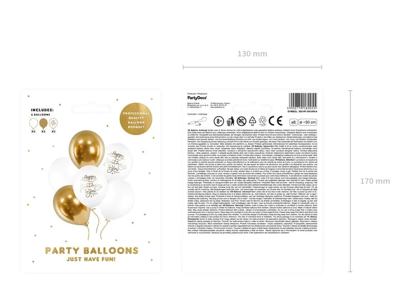 Partydeco Luftballon Happy Birthday to you Ø 30 cm, 6 Stück
