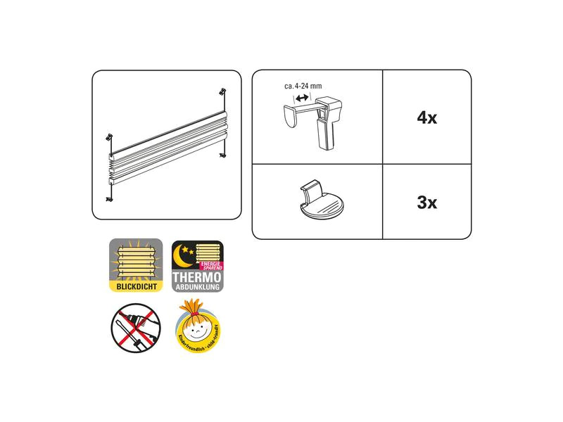 Gardinia Plissée Easyfix, Day &amp; Night 50 x 130 cm, Weiss