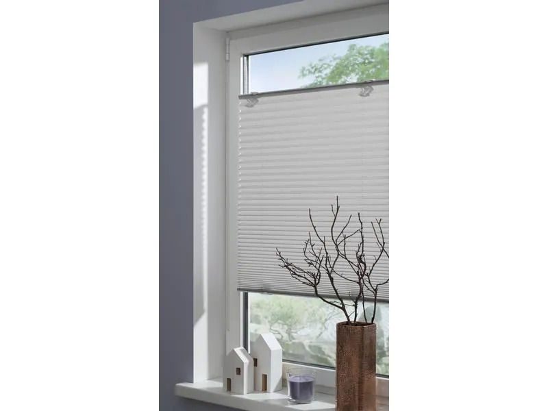 Gardinia Plissée Solo mit Saugnäpfen, blickdicht 40 x 130 cm, Grau