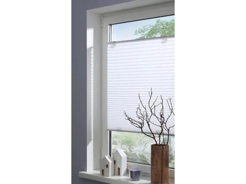 Gardinia Plissée Solo mit Saugnäpfen, blickdicht 40 x 130 cm, Weiss
