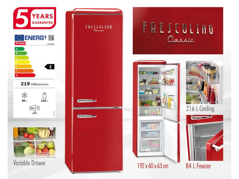 Trisa Kühl-Gefrierkombination Frescolino Classic 300 Rot