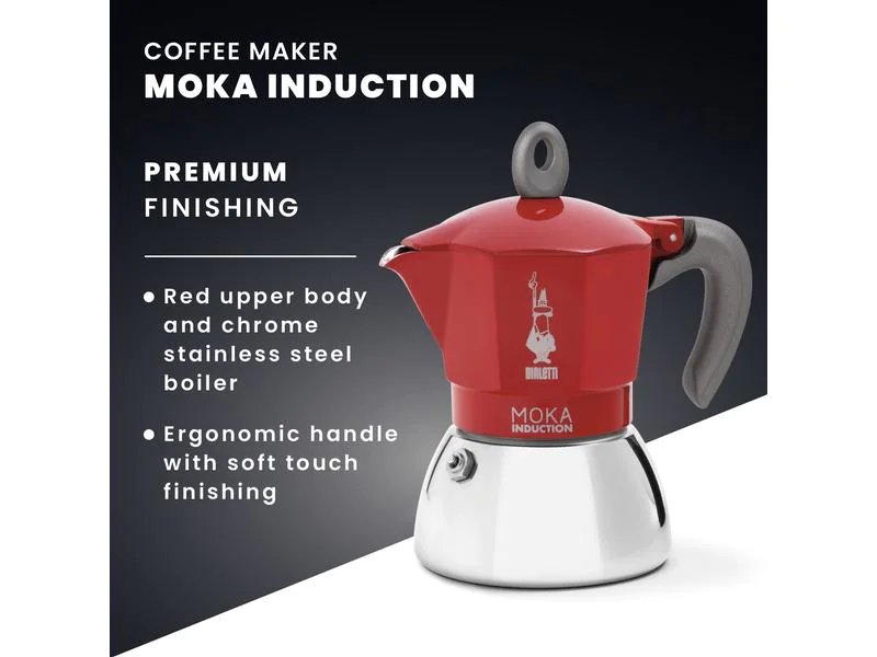 Bialetti Espressokanne New Moka Induktion 2 Tassen, Rot