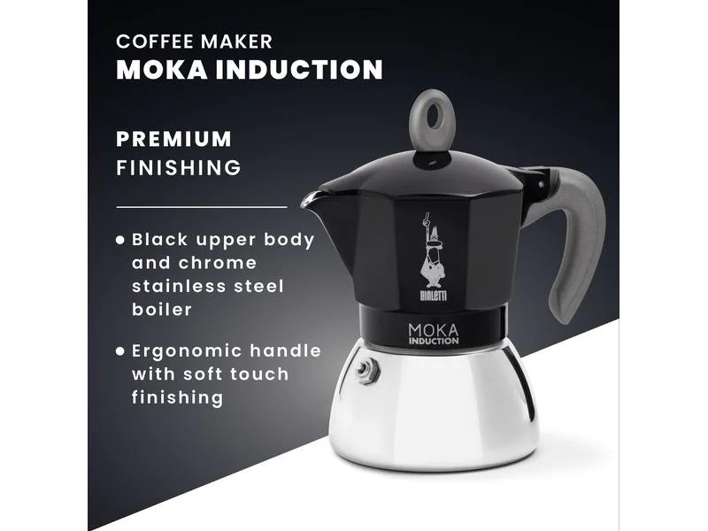 Bialetti Espressokanne New Moka Induktion 6 Tassen, Schwarz