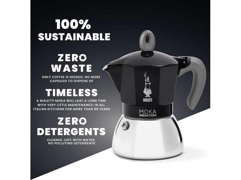 Bialetti Espressokanne New Moka Induktion 6 Tassen, Schwarz