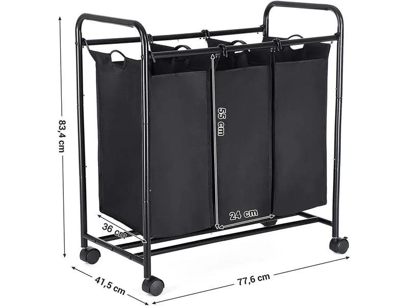 Songmics Wäschesammler 132 l, Schwarz