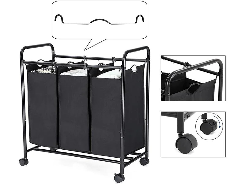 Songmics Wäschesammler 132 l, Schwarz