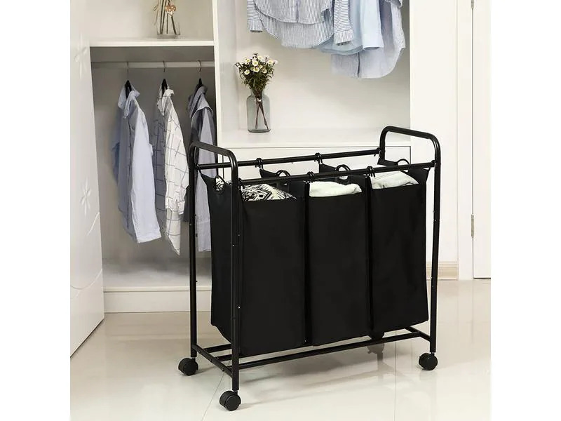 Songmics Wäschesammler 132 l, Schwarz