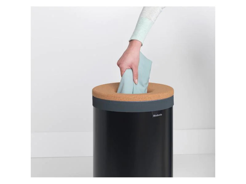 Brabantia Wäschesammler mit Korkdeckel, 35 Liter, Schwarz