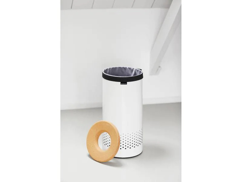 Brabantia Wäschesammler mit Korkdeckel , 35 Liter, Weiss