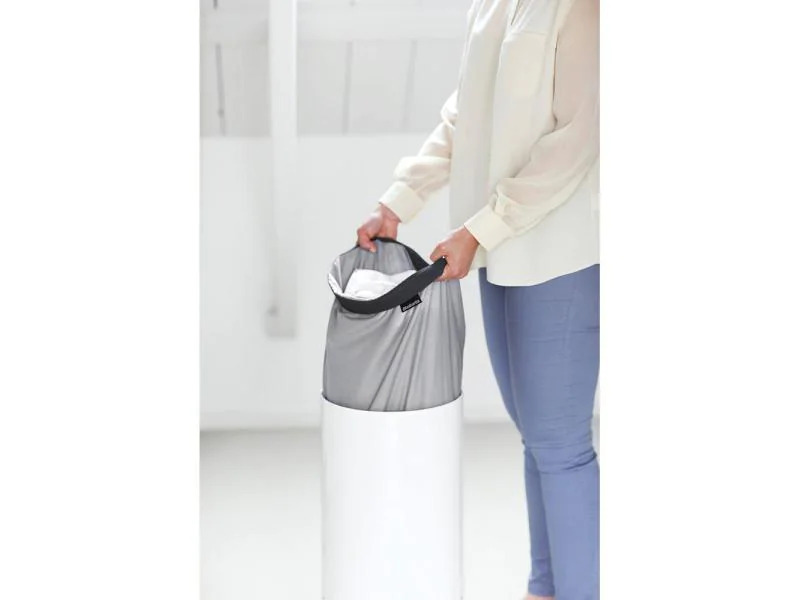 Brabantia Wäschesammler mit Korkdeckel , 35 Liter, Weiss
