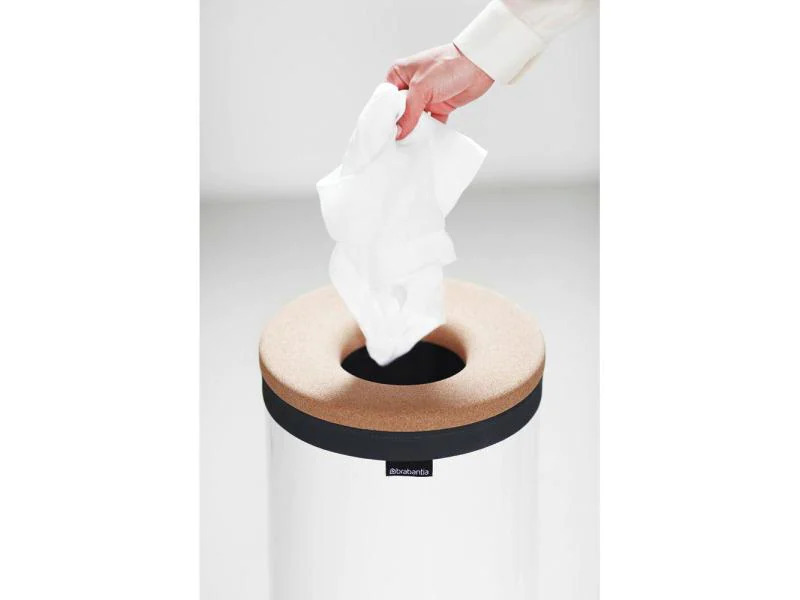 Brabantia Wäschesammler mit Korkdeckel , 35 Liter, Weiss