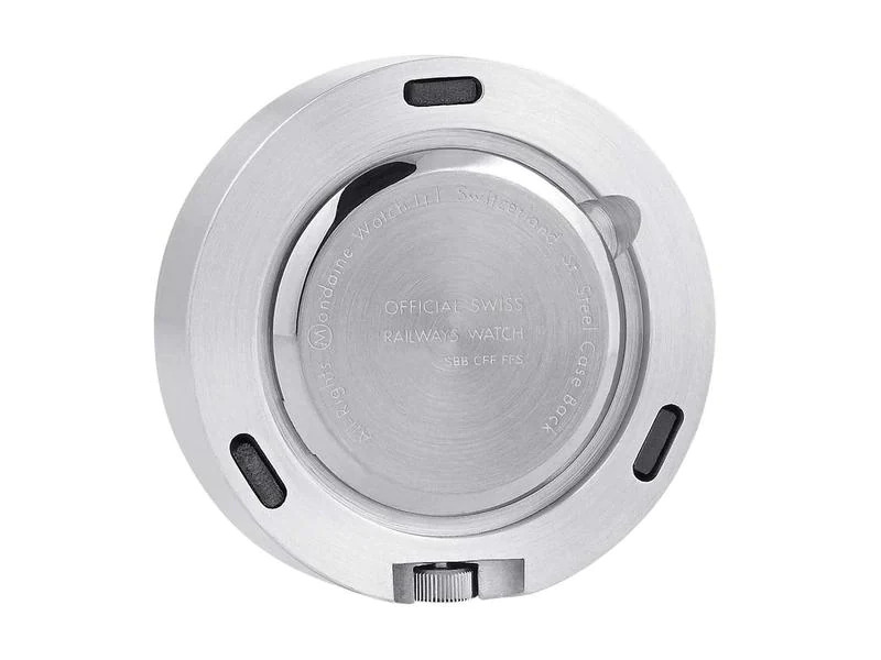 Mondaine Tischuhr mit Magnet Ø 5 cm, Silber/Weiss