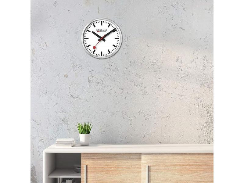 Mondaine Wanduhr Quartz Ø 40 cm, Silber/Weiss